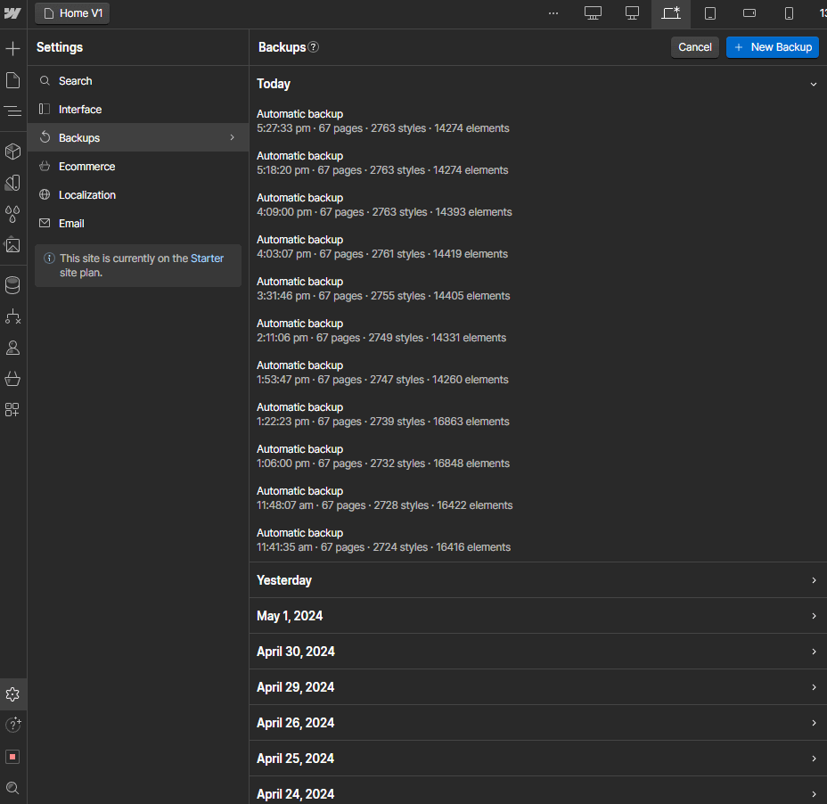 Backups - Editortech X Webflow Template