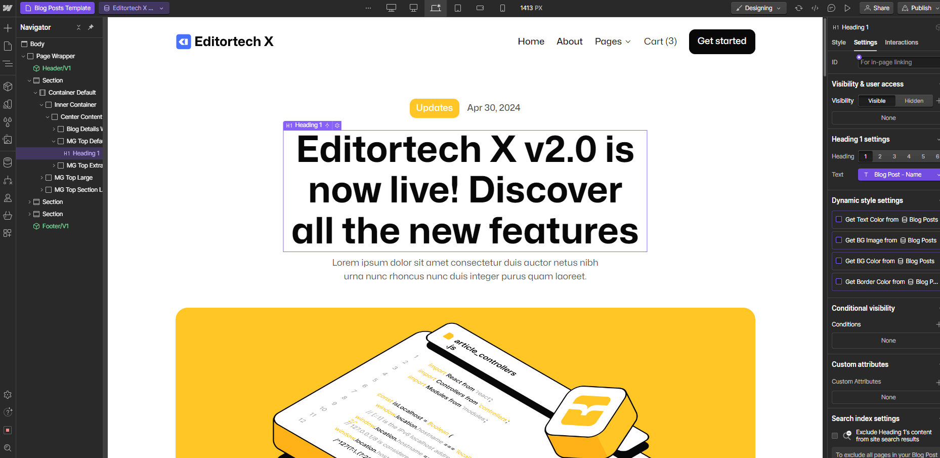 CMS Page - Editortech X Webflow Template